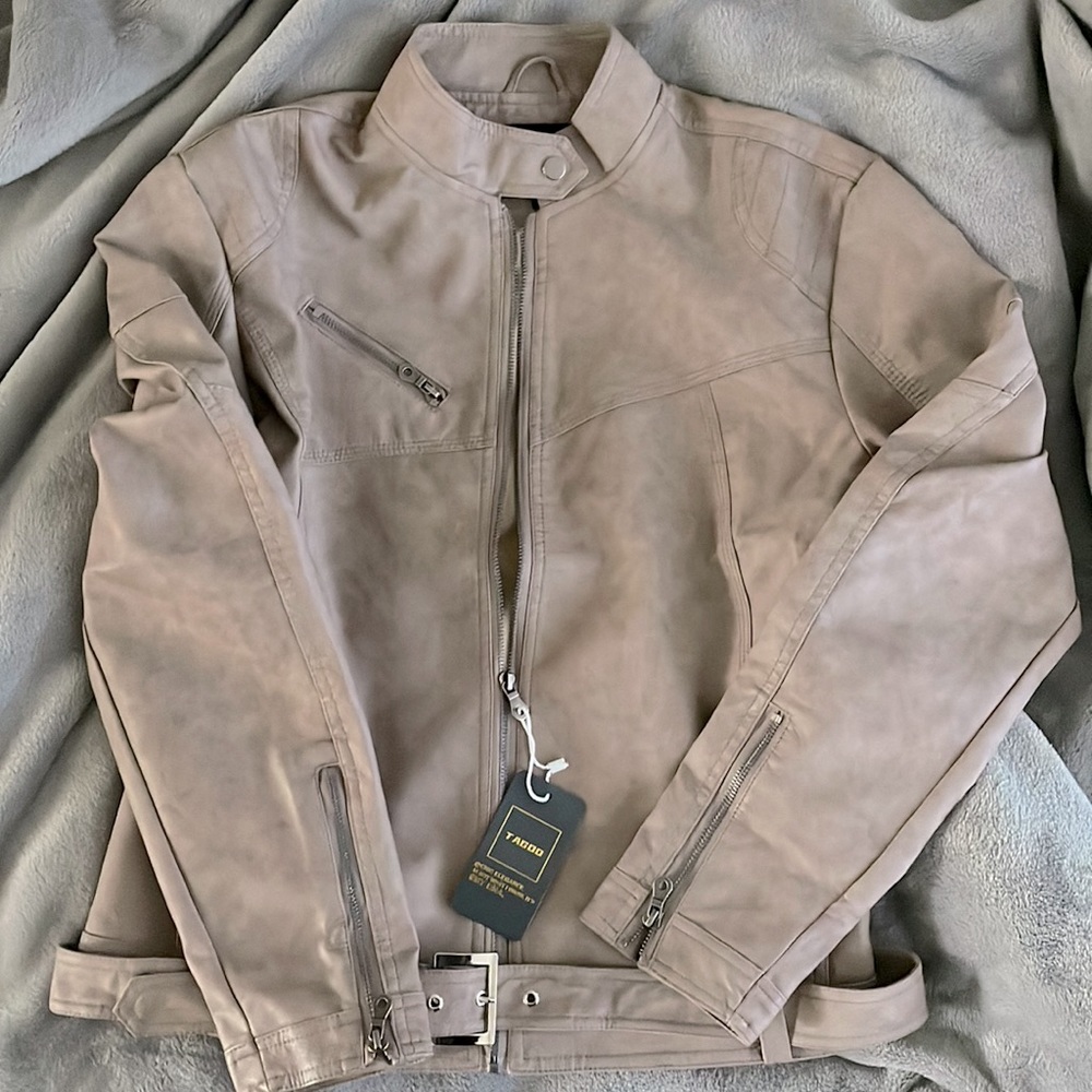 Leather Jacket - Womens, Size M, Mauve/Dusty Rose